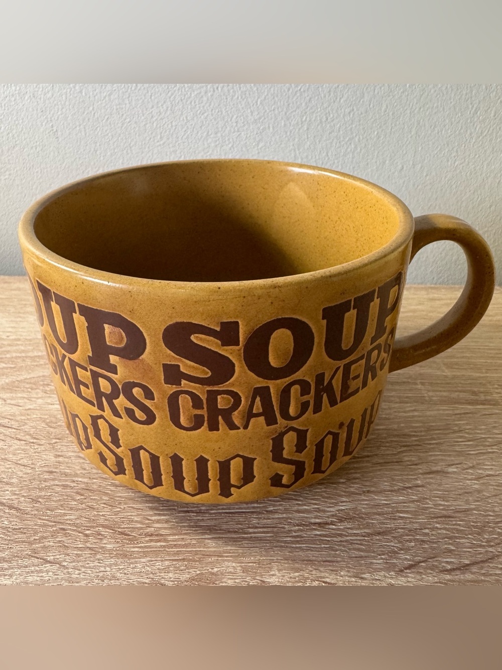 Vintage 1970's SOUP CRACKERS Ceramic Stoneware Mug Cup Bowl 16 oz Made in Japan